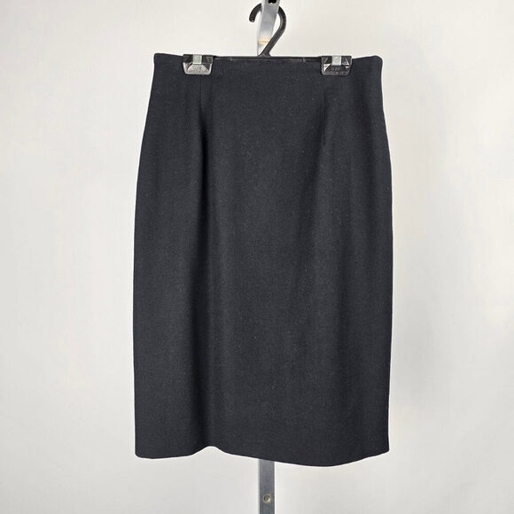 Vintage Evan-Picone Petites Black Wool Knee Length Skirt Size 8 - Picture 1 of 9